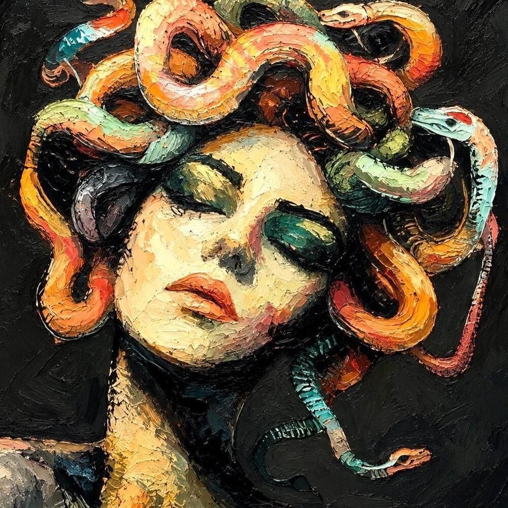 5x7 Framed Medusa Snake Art Print – Gothic Mythology Wall Decor